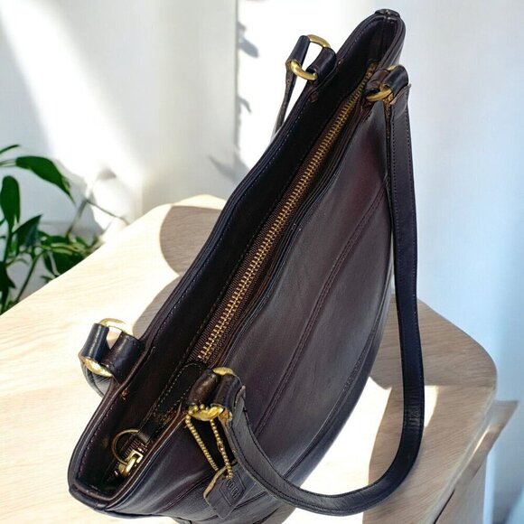 COACH Tribeca Shopper Tote Bag 1998 Brown Leather Shoulder Straps Brass H8P9098 - Picture 14 of 15